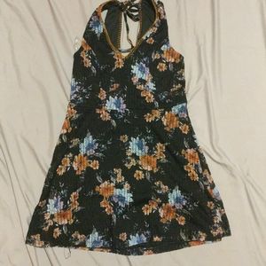 Black floral print dress
